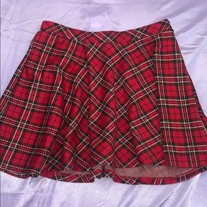 Red forever 21 plaid skirt